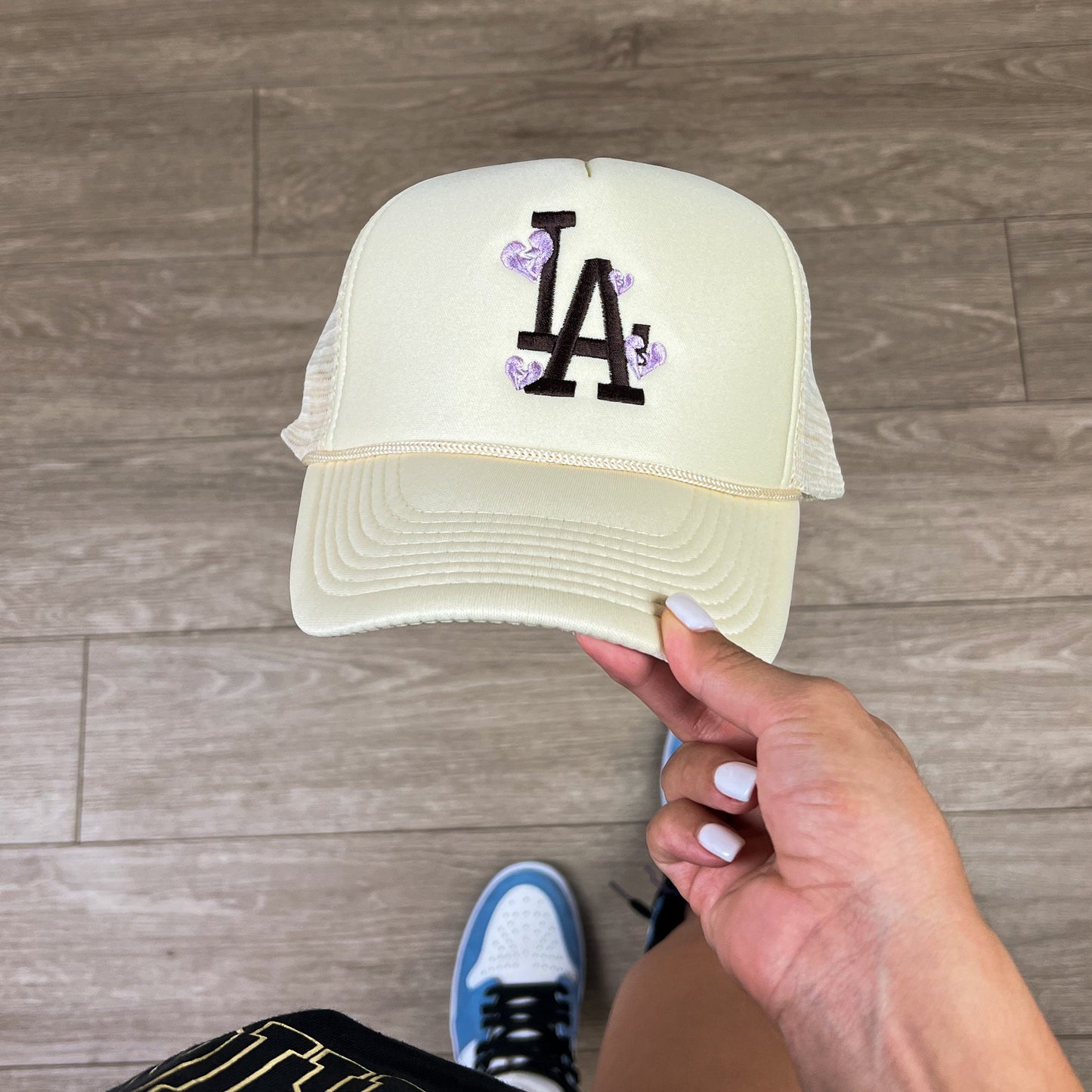 The "LA Broken Hearts" Beige/Violet Trucker Hat