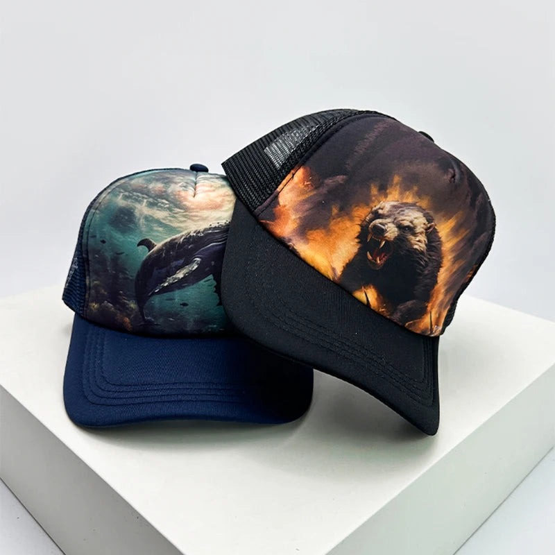 New Unisex Printed Animals Baseball Hats Breathable Mesh Sunshade Hip Hop Trucker Caps Versatile Personal Fashion Casual Sports