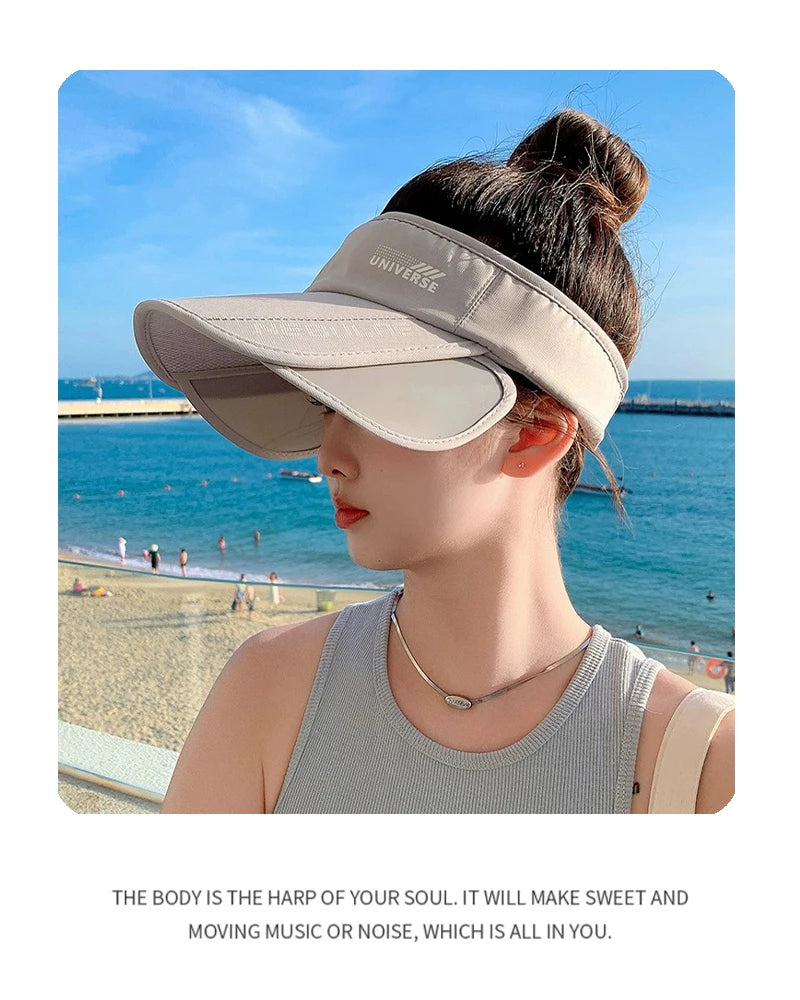 New Unisex Offset Print Letter Quick Drying Sun Hats Scalable Sunshade Travel Breathable Outdoor Top Air Caps Versatile Fashion