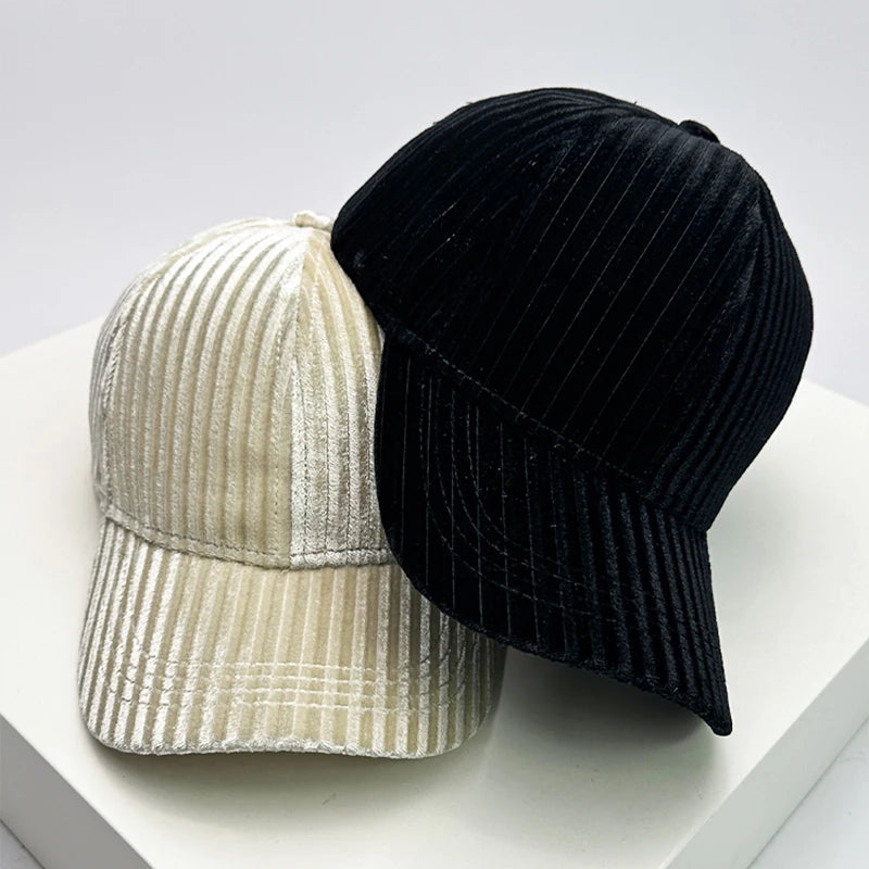 Autumn and Winter New Vertical Stripes Baseball Hats Warm Men Women Versatile Sunscreen Fashion Outdoor Snapback Caps Casual