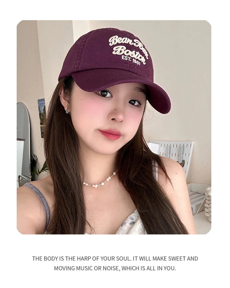 New Men Women Japanese Retro Embroidered Letters Baseball Hats Breathable Sunshade Street Versatile Snapback Caps Fashion Couple