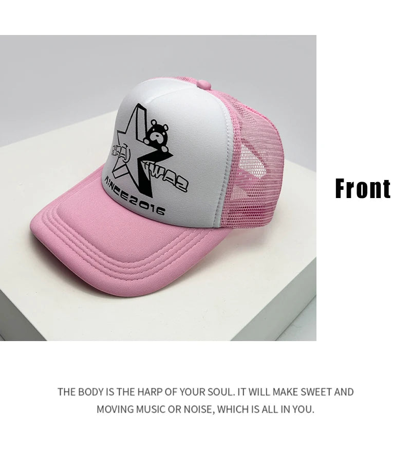 New Fashion Men Women Printed Letter Tiger Baseball Caps Breathable Sunshade Versatile Half Mesh Hats Hip Hop Cartoon Trend ins