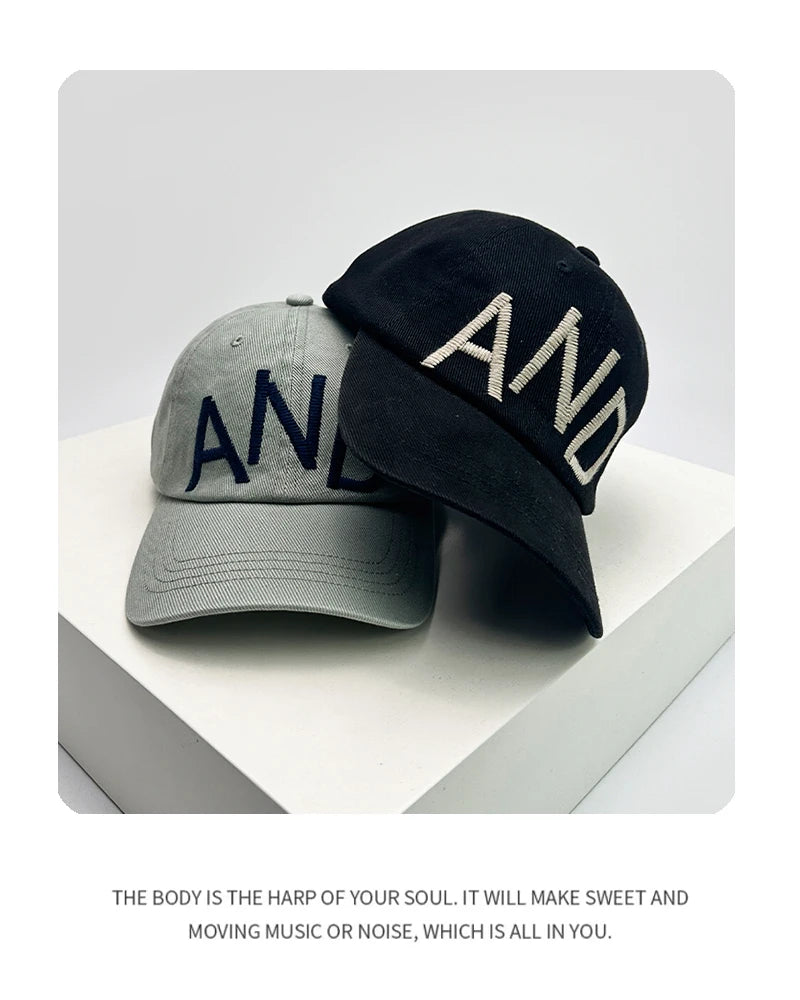 New Unisex Embroidered AND Letters Simple Baseball Hats Breathable High-quality Sunshade Peaked Caps Versatile Fashion Korean