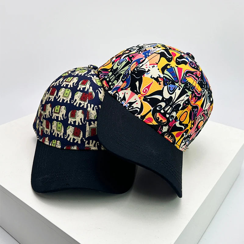 New Unisex Colorful Lip Elephant Baseball Hats ins Sunshade Outdoor Breathable Hip Hop Peaked Caps Versatile Fashion Color Block