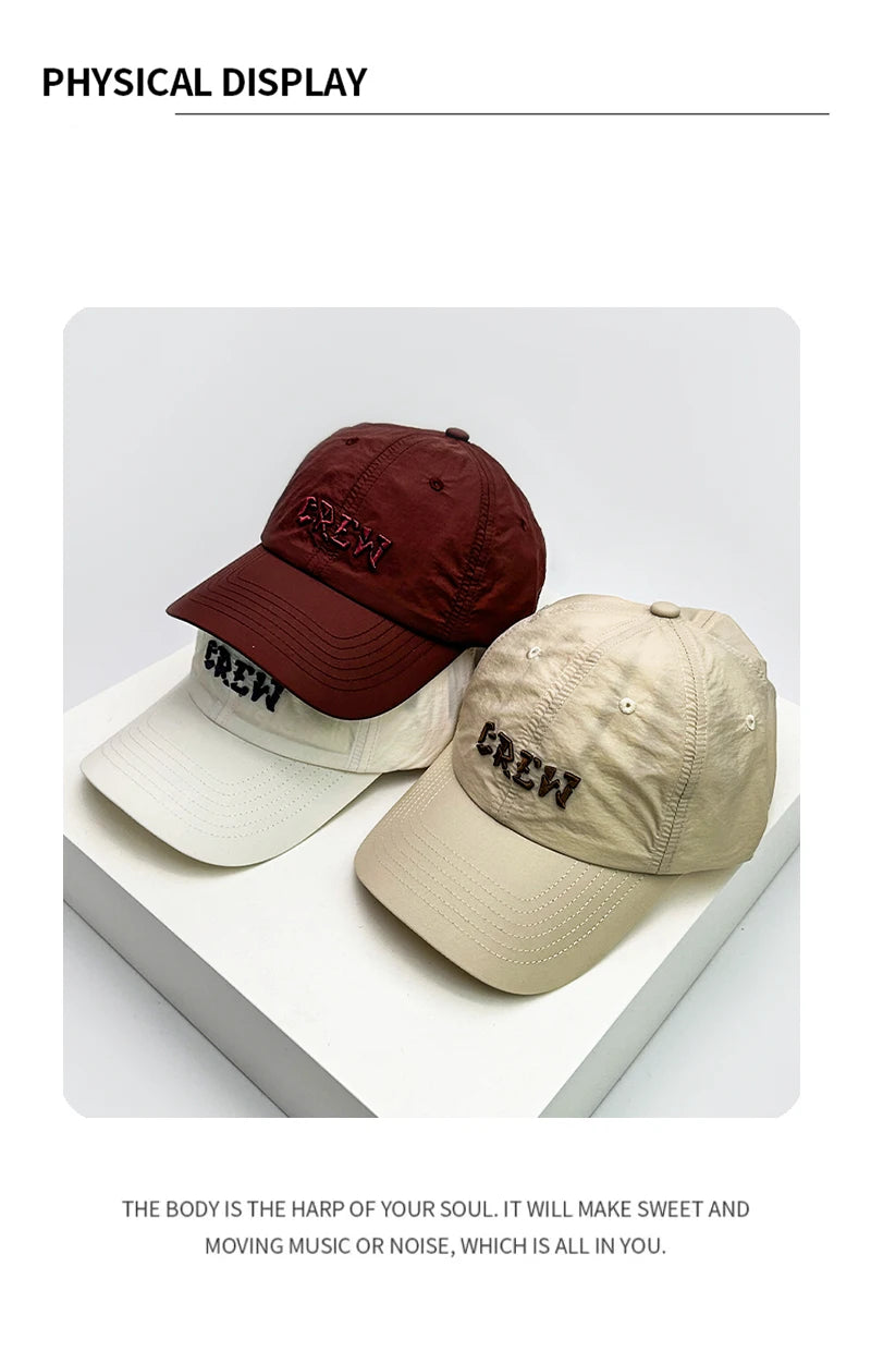 New Men Woman ins Quick Drying Letter Embroidery Baseball Hats Korean Sunshade Simple Breathable Outdoor Snapback Caps Versatile