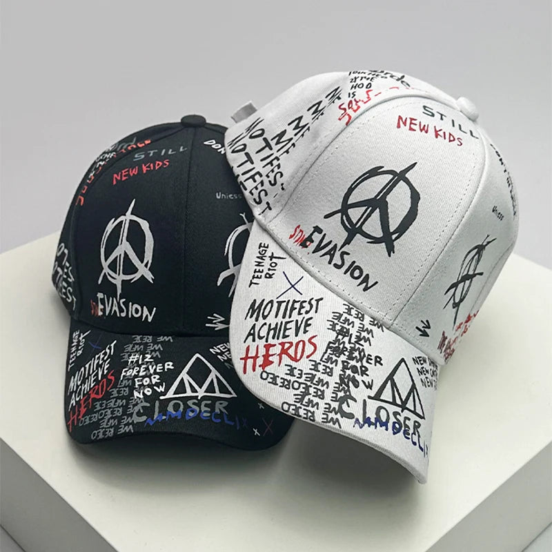 New Men Women Streetwear Kpop Baseball Hats Cotton Breathable Sport Hip Hop Caps Unisex Graffiti Fashion Sunshade Four Seasons