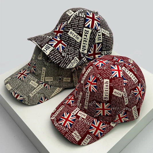 New Classic UK Flag Versatile Men Women Baseball Hats Cotton Graffiti Letter Breathable Colored Pattern Fashion Sport Casual