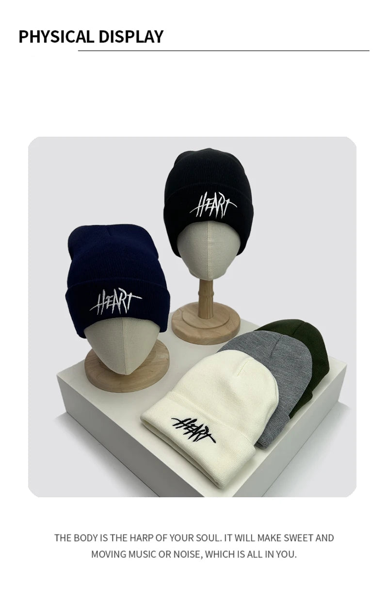 Autumn and Winter New Korean Letter Embroidery Wool Knitted HatsVersatile  Men Women Warm Fashion Soft Street Personal Classical