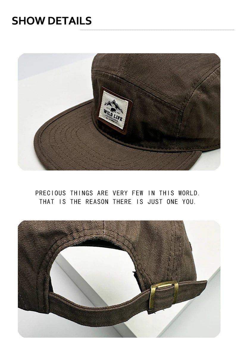 New Men Woman Japanese Flat Eaves Retro PATCH Mountain Letter Baseball Hats Breathable Sunshade Snapback Caps Versatile Personal