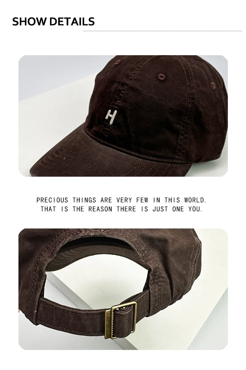 New Unisex Simple Embroidered H Letter Baseball Hats Casual Breathable Korean Sunshade Couple Peaked Caps Versatile Fashion ins