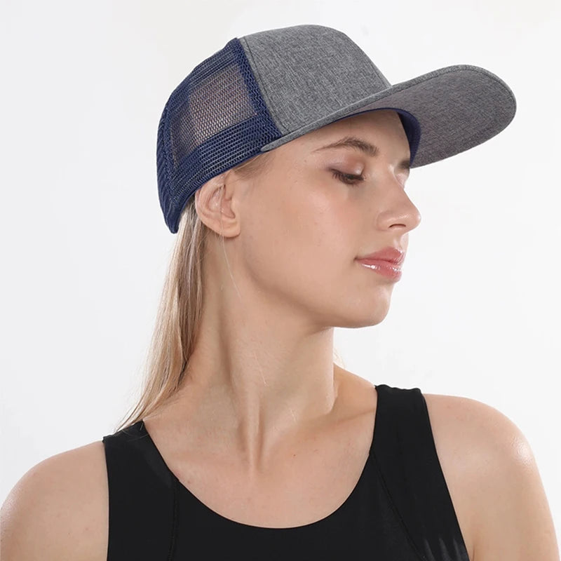 New Men Women High-quality Color Block Baseball Hats Sunshade Outdoor Breathable Casual Truck Caps Mesh Fashion Simple Versatile