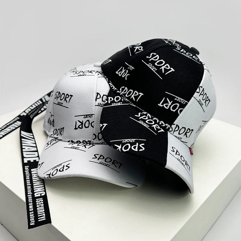 New Men Women Hip Hop Letter Printed Ribbon Baseball Hats Breathable Fashion Sunshade Snapback Caps Versatile Color Block Street