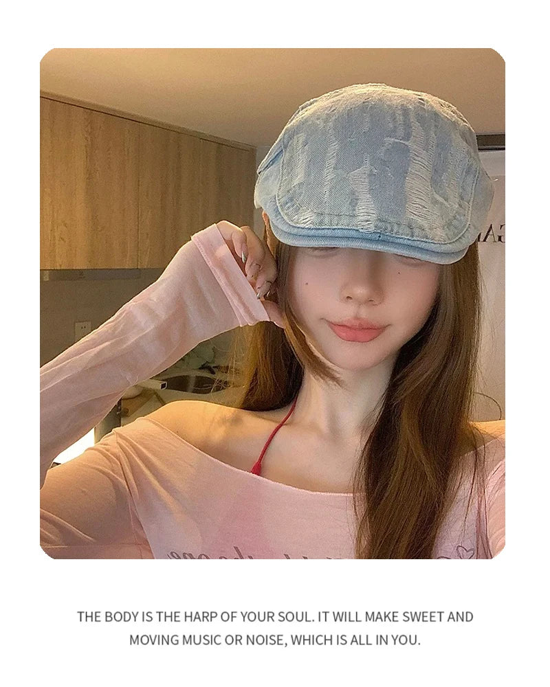 New Unisex Broken Style Solid Visors Hats Breathable Retro Sunshade Personal Peaked Caps Versatile Casual Fashion Distress ins