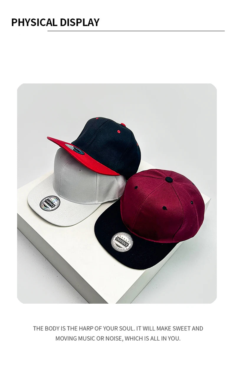 New Unisex Color Block Solid Baseball Hats Breathable Simple Sunshade Hip Hop Peaked Caps Versatile Flat Eave Fashion ins Street