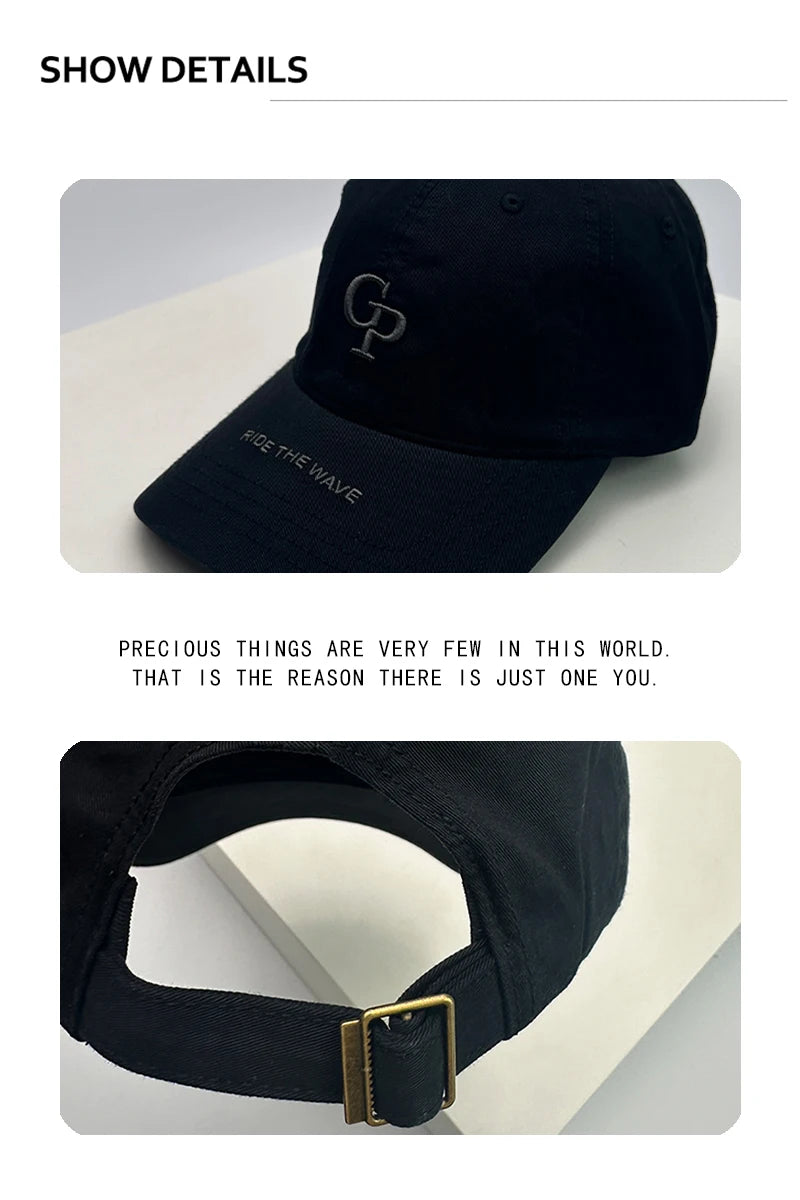 New Unisex Korean Embroidered GP Letters Baseball Hats Casual Breathable Retro Sunshade Peaked Caps Versatile Fashion Outdoor