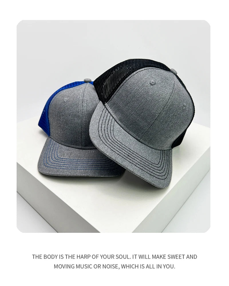 New Men Women Outdoor Color Block Baseball Hats Sunshade Retro Breathable Mesh Casual Truck Caps Versatile Fashion Simple Solid