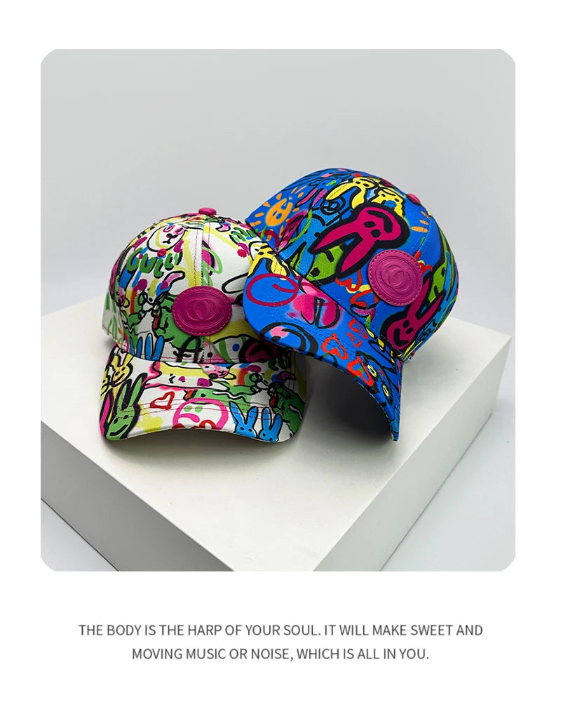 New Unisex Paintings Graffiti Letter Baseball Hats Breathable Personal Sunshade Hip Hop Peaked Caps Versatile Fashion Hardtop