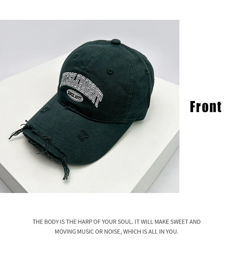 New Men Women Broken Hole Style Letter embroidery Korean Baseball Hats Sunshade Versatile Breathable Snapback Caps Fashion Retro