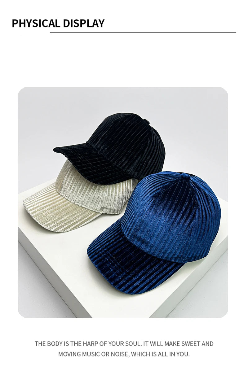 Autumn and Winter New Vertical Stripes Baseball Hats Warm Men Women Versatile Sunscreen Fashion Outdoor Snapback Caps Casual