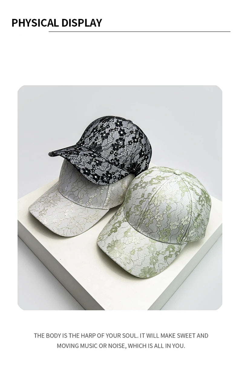 New Women Korean Lace Flower Baseball Hats Breathable Elegant Sunshade Outdoor Peaked Caps Versatile Casual Fashion Personal ins