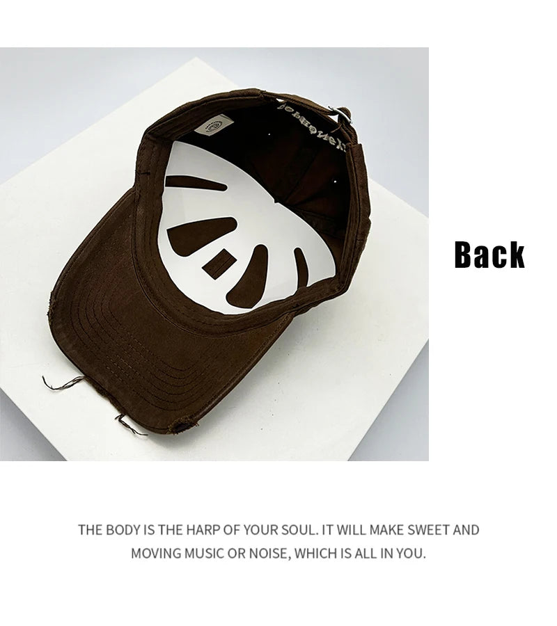 New Unisex Simple Letter Embroidery Baseball Hats Broken Breathable Personal Sunshade Peaked Caps Versatile Fashion Outdoor ins