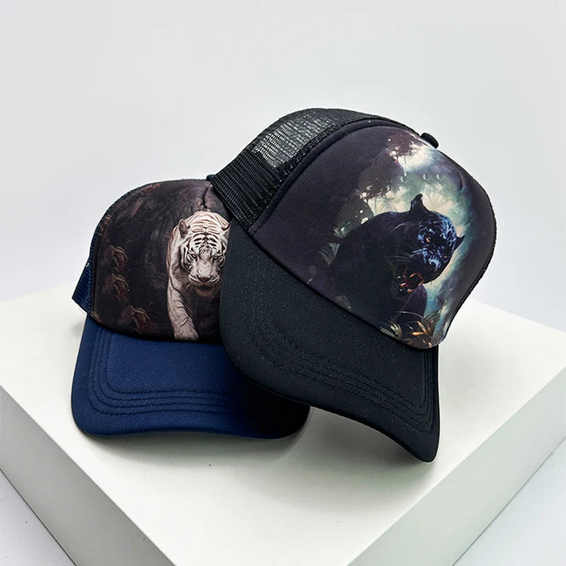 New Unisex Printed Animals Baseball Hats Breathable Mesh Sunshade Hip Hop Trucker Caps Versatile Personal Fashion Casual Sports