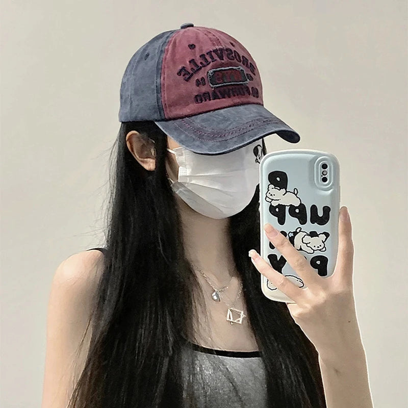 New Unisex Letter PATCH Embroidery Distress Baseball Hats Breathable Personal Sunshade Peaked Caps Versatile Fashion Retro ins