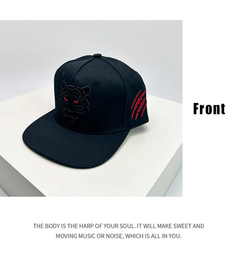 New Unisex Flat Eave Animal Embroidery Baseball Hats Breathable Skate Sunshade Color Block Peaked Caps Versatile Fashion Hip Hop