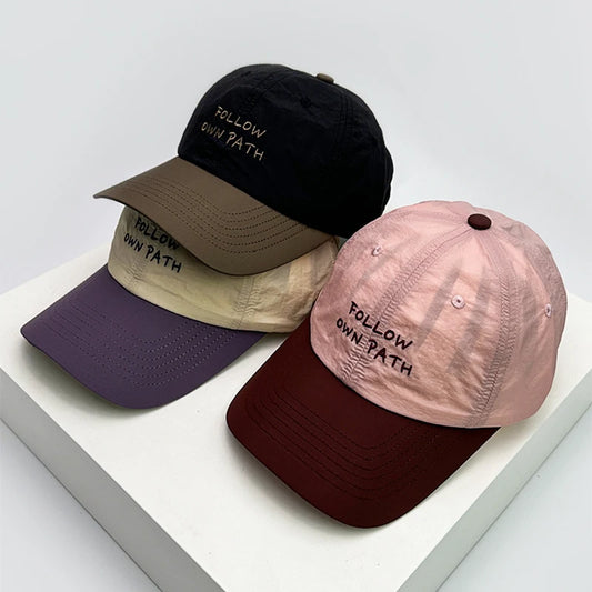 New Men Woman Color Block Quick Drying Letter Embroidery Baseball Hats Sunshade Breathable Outdoor Snapback Cap Versatile Simple