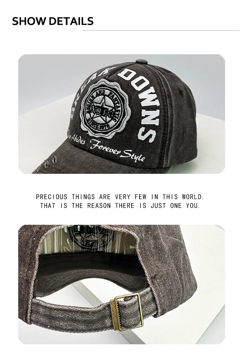 New Unisex Casual Street Letter Embroidery Baseball Hats Distress Breathable Sunshade Personal Peaked Caps Versatile ins Fashion