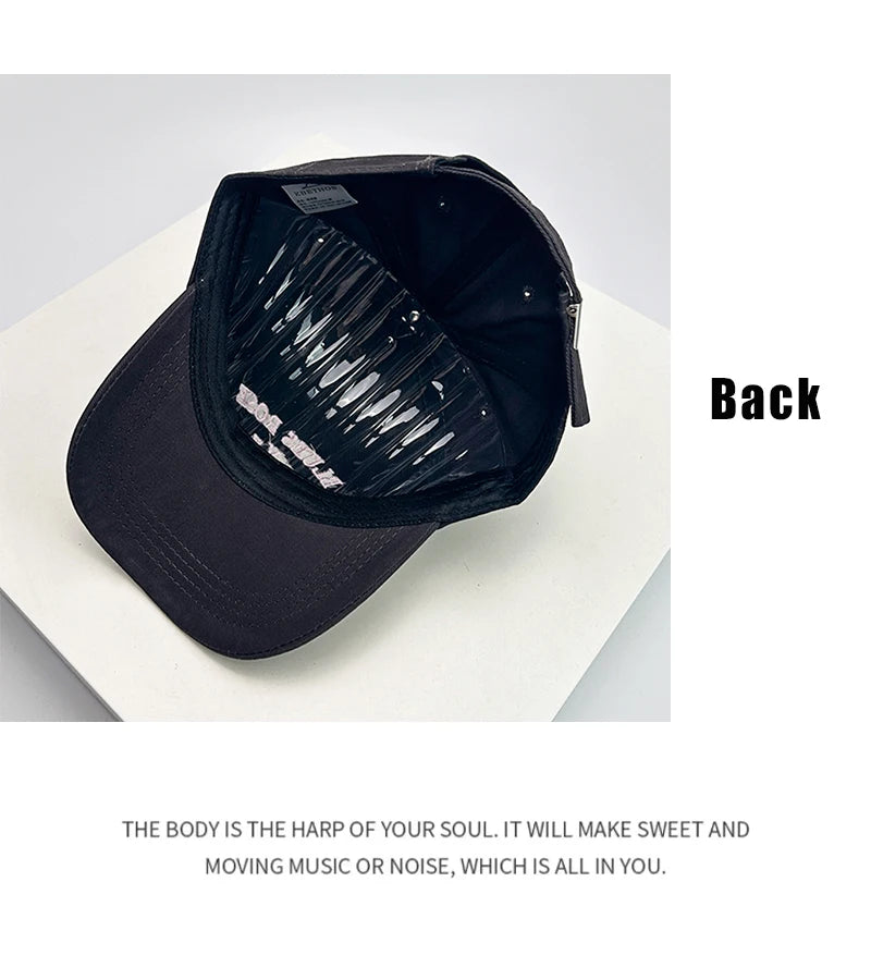 New Unisex Hardtop Embroidered Letters Baseball Hats Breathable Korean Sunshade Casual Peaked Caps Versatile Fashion Simple ins