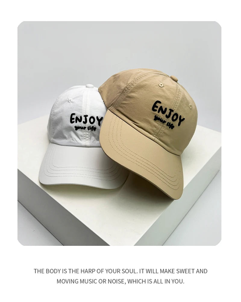 New Unisex Korean Quick Drying Letter Baseball Hats Outdoor Breathable Casual Sunshade Simple Peaked Caps Versatile Fashion ins