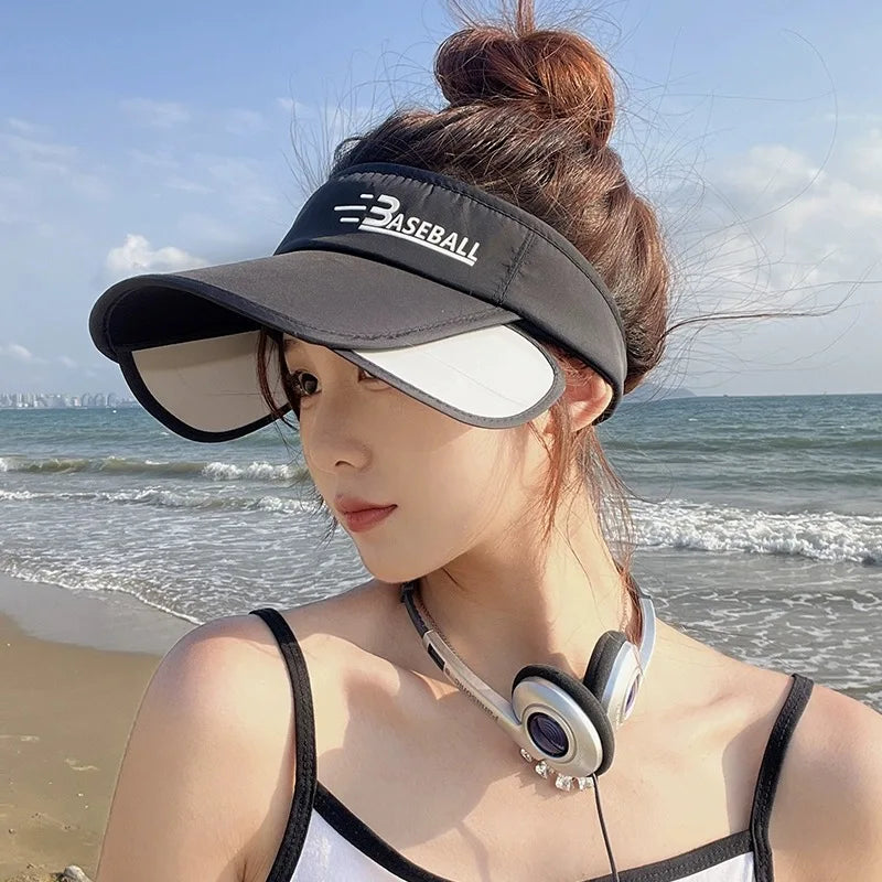 New Unisex Quick Drying Print Letter Casual Sun Hats Outdoor Sunshade Scalable Breathable Top Air Caps Versatile Fashion Riding