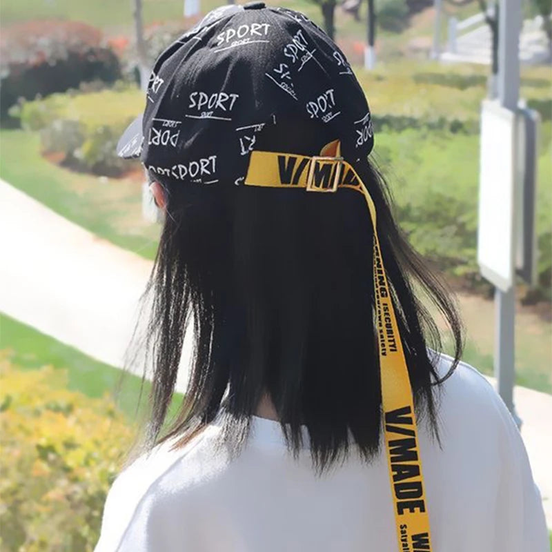 New Men Women Hip Hop Letter Printed Ribbon Baseball Hats Breathable Fashion Sunshade Snapback Caps Versatile Color Block Street