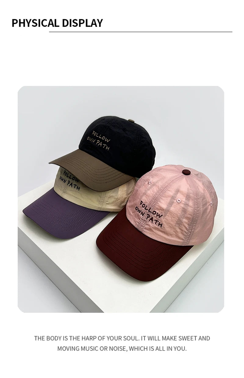 New Men Woman Color Block Quick Drying Letter Embroidery Baseball Hats Sunshade Breathable Outdoor Snapback Cap Versatile Simple