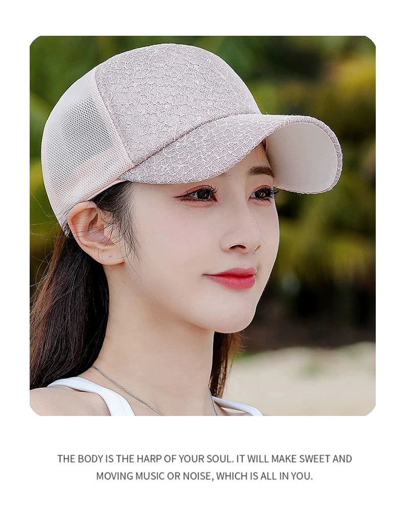 New Women Sequin Solid Baseball Hats Personal Breathable Outdoor Sunshade Casual Mesh Caps Versatile Fashion Korean Comfortable