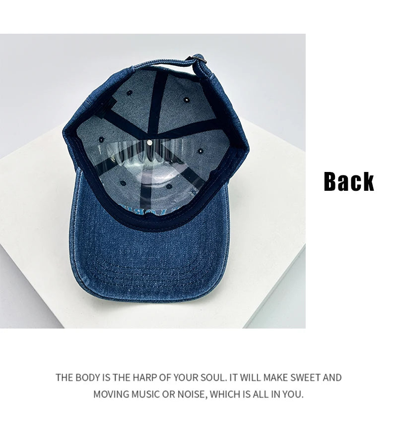 New Men Woman Broken Style Letter Embroidery Baseball Hats Casual Sunshade Breathable Denim Snapback Cap Versatile Fashion Retro