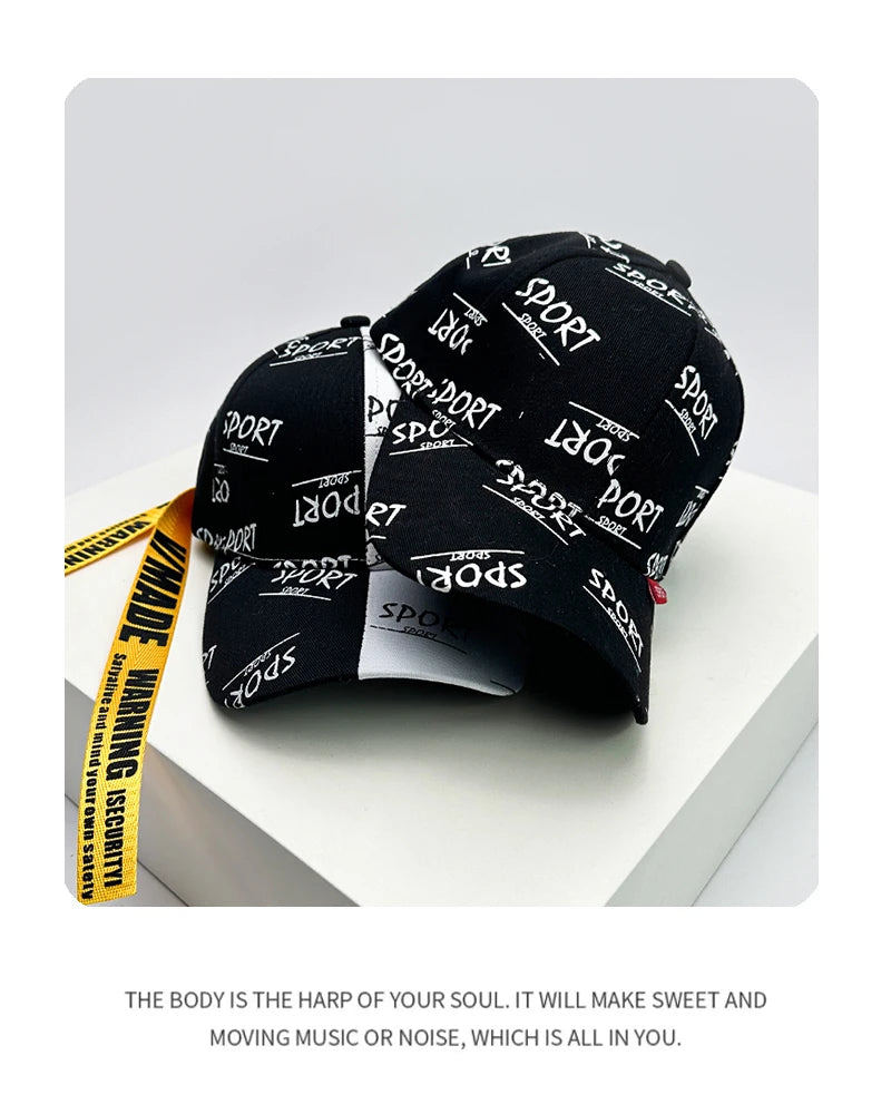 New Men Women Hip Hop Letter Printed Ribbon Baseball Hats Breathable Fashion Sunshade Snapback Caps Versatile Color Block Street