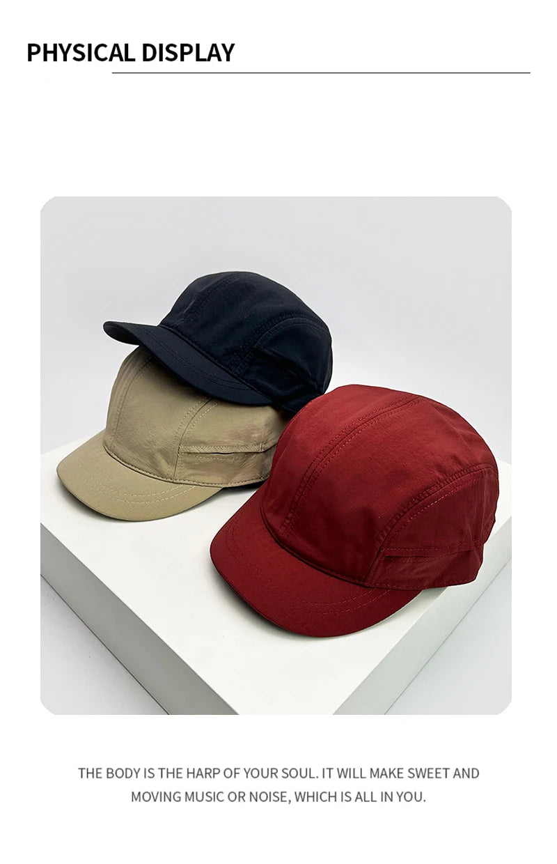 New Men Women Drawstring Short Eaves Solid Baseball Hats Breathable Sunshade Fashion Snapback Caps Versatile Simple Quick Drying