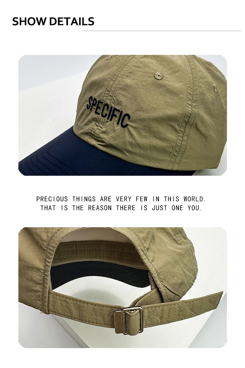 New Men Women Color Block Quick Drying Letter Embroidery Baseball Hats Breathable Outdoor Sunshade Travel Snapback Cap Versatile