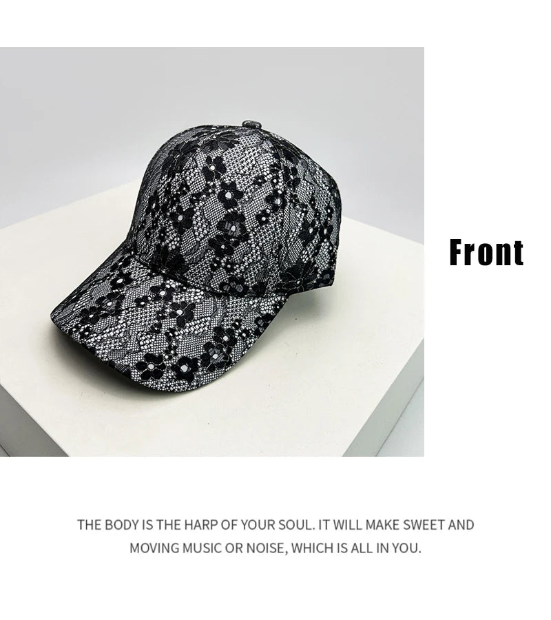 New Women Korean Lace Flower Baseball Hats Breathable Elegant Sunshade Outdoor Peaked Caps Versatile Casual Fashion Personal ins