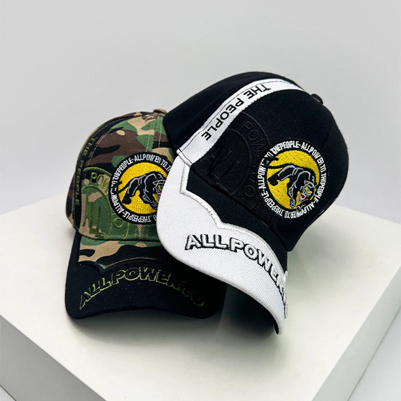 New Unisex Hip Hop Panther Embroidery Baseball Hats Casual Breathable Personal Sunshade Hardtop Peaked Caps Versatile Fashion