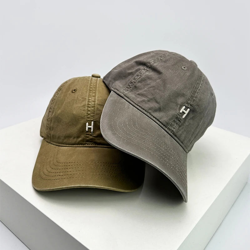 New Unisex Simple Embroidered H Letter Baseball Hats Casual Breathable Korean Sunshade Couple Peaked Caps Versatile Fashion ins