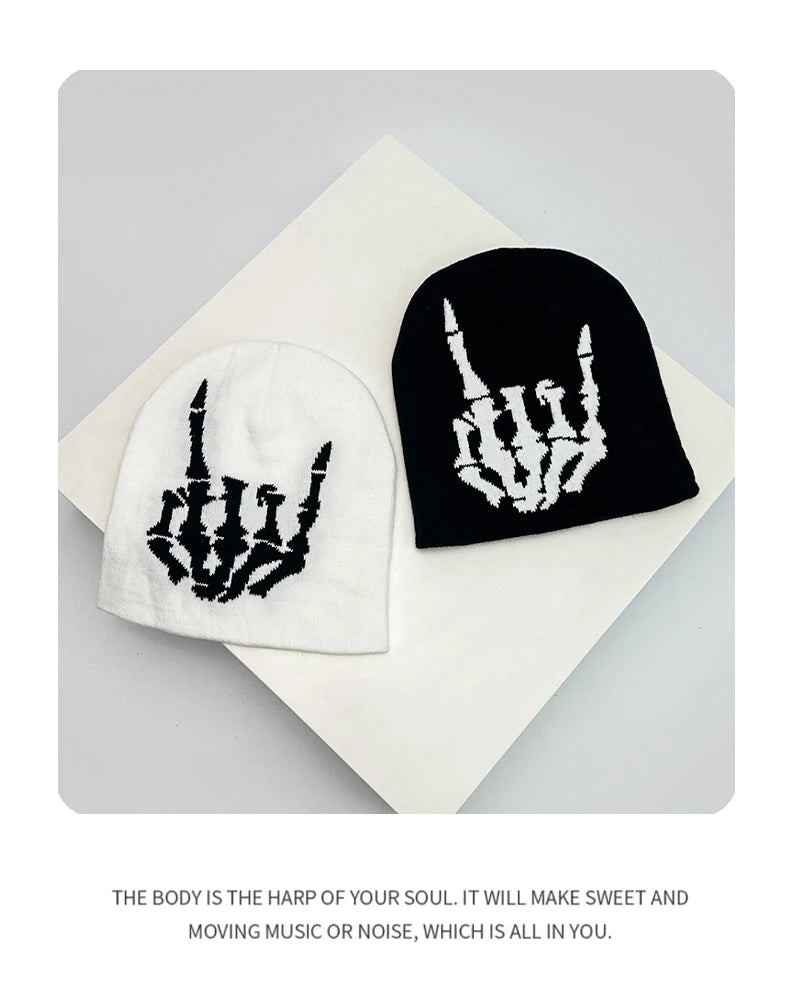 Autumn and Winter New Hip Hop Letter Funny Wool Knitted Hats Personal Warm American Style Beanies Versatile Street Fashion Niche