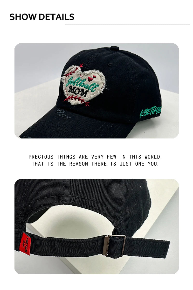 New Unisex Distress Love Embroidery Baseball Hats Breathable Broken Style Sunshade Retro Peaked Caps Versatile Fashion Casual