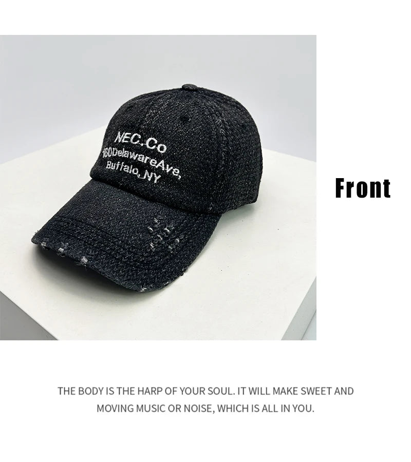 New Unisex Broken Style Street Letter Embroidery Baseball Hats Breathable Personal Sunshade Peaked Caps Versatile Fashion Retro