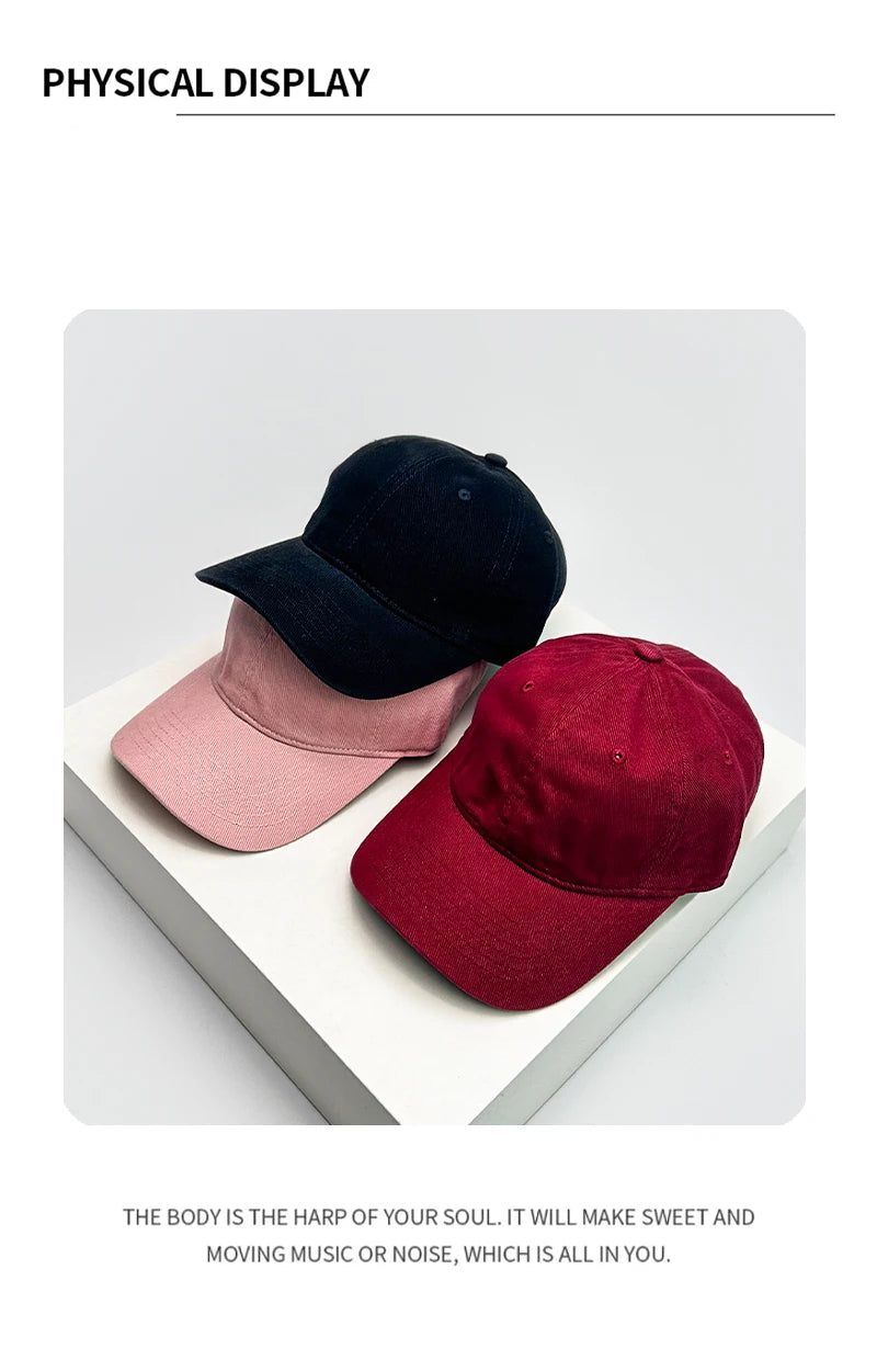 Autumn and Winter New Unisex Solid Simple Baseball Hats Breathable Retro Casual Sunshade Peaked Caps Versatile Outdoor Fashion