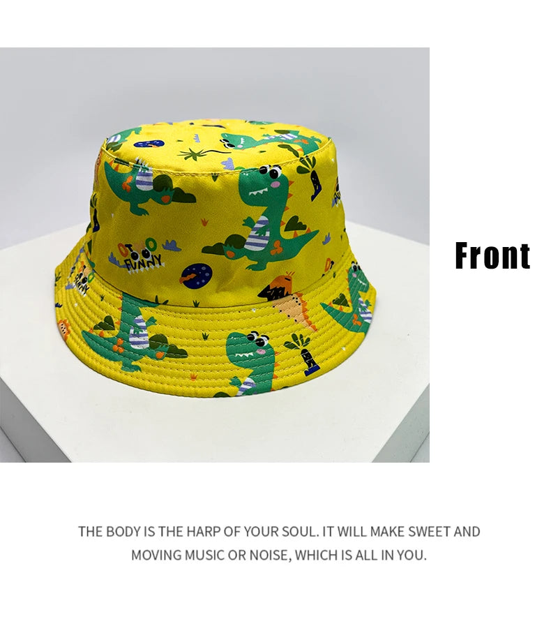 New Unisex Cute Cartoon Animal Print Bucket Hats Sunshade  Versatile Outdoor Fashion Double Sided Wearable Fisherman Caps Travel