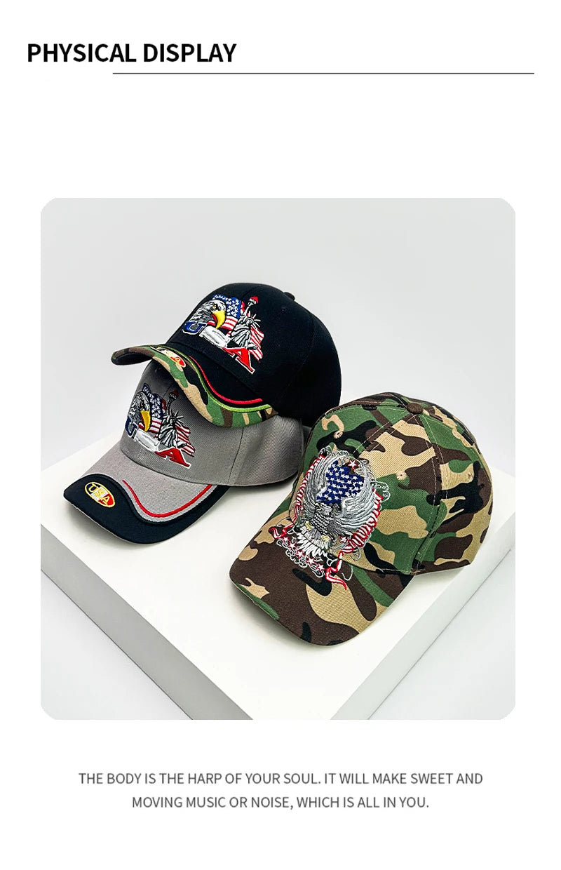 New Unisex America Eagle Letter Embroidery Baseball Hats Hardtop Breathable Personal Sunshade Peaked Caps Versatile Fashion ins