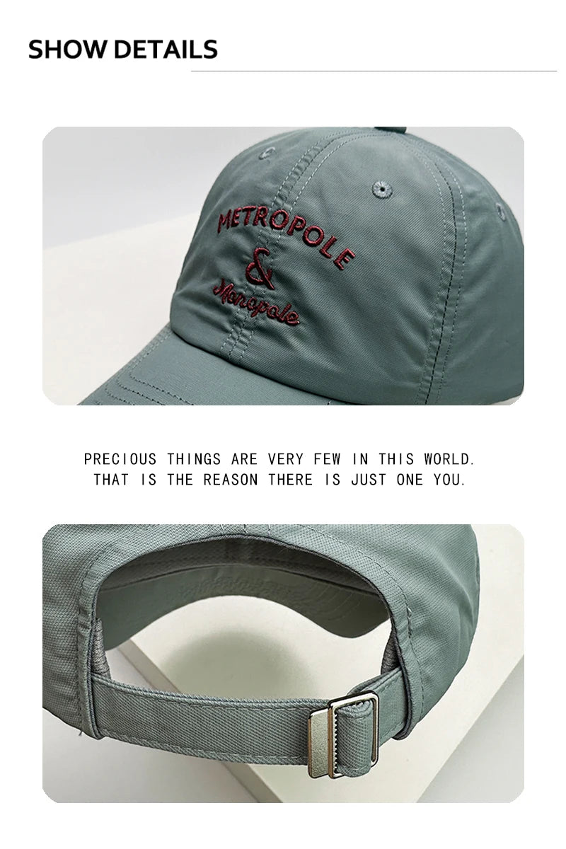 New Men Women Quick Drying Korean Letter Embroidery Baseball Hats Breathable Sunshade Sport Versatile Snapback Caps Fashion ins